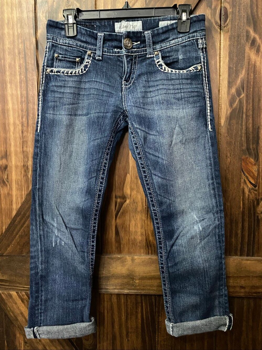 Daytrip Aquarius Capri Jeans Low Rise Studded Rhinestone Women’s Size 26